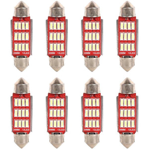 8 Pezzi Lampada Led Siluro 39mm Canbus T11 SV8.5 C5W C10W 12 SMD 4014 12V 1.8W 180lm Bianco Freddo 6500K