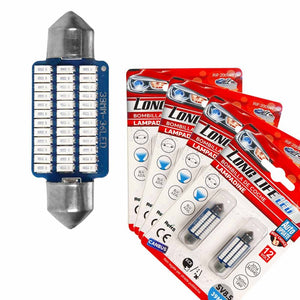 8 Pezzi Lampada Led Siluro 39mm Canbus T11 SV8.5 C5W C10W 36 SMD 3014 12V 1.8W 160lm Luce Colore Blu