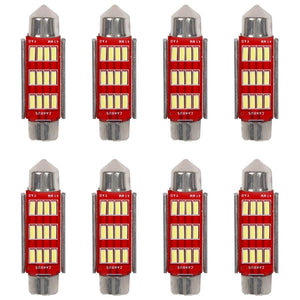 8 Pezzi Lampada Led Siluro 41mm Canbus T11 SV8.5 C5W C10W 12 SMD 4014 12V 1.8W 180lm Bianco Freddo 6500K
