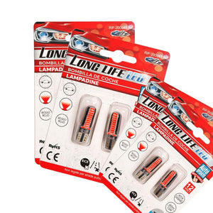 8 Pezzi Lampada Led T10 W5W 24 SMD 4014 12V 1.2W 40lm Luce Colore Rosso 34mm