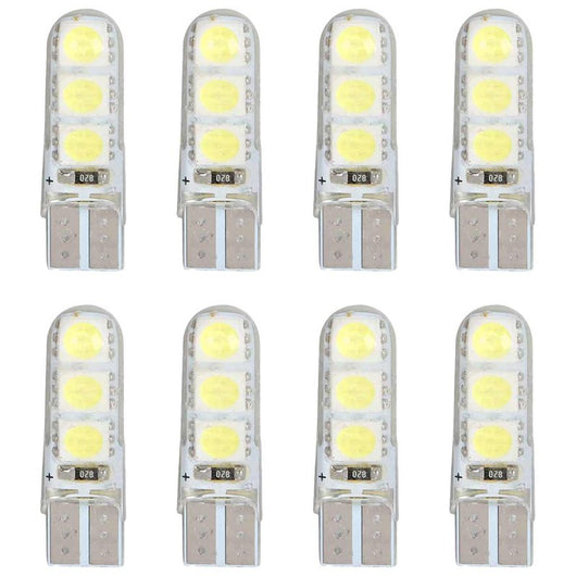 8 Pezzi Lampada Led T10 W5W 6 SMD 5050 12V 0.8W 60lm Bianco Freddo 6500K 34mm