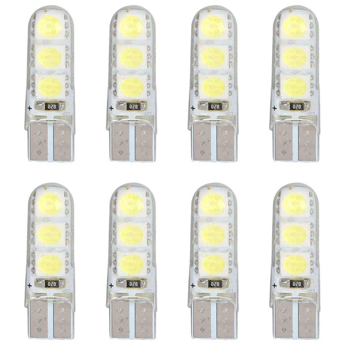 8 Pezzi Lampada Led T10 W5W 6 SMD 5050 12V 0.8W 60lm Bianco Freddo 6500K 34mm