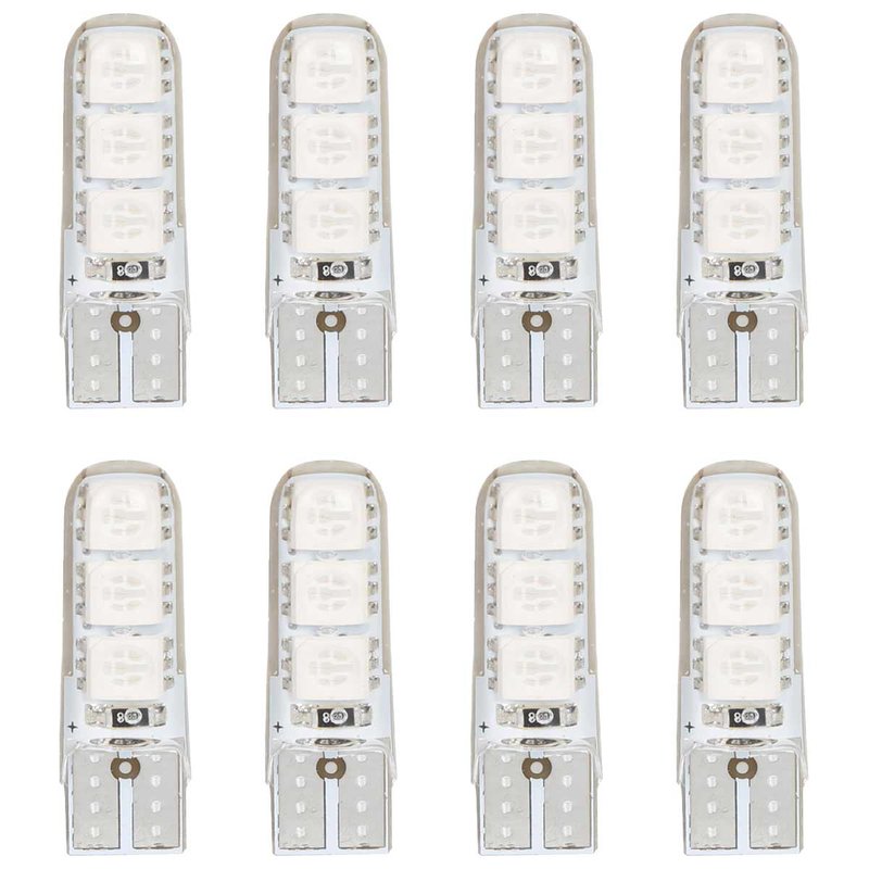 8 Pezzi Lampada Led T10 W5W 6 SMD 5050 12V 0.8W 60lm Colore Blu 34mm