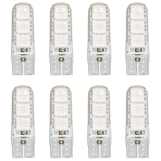 8 Pezzi Lampada Led T10 W5W 6 SMD 5050 12V 0.8W 60lm Colore Blu 34mm