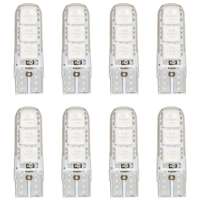 8 Pezzi Lampada Led T10 W5W 6 SMD 5050 12V 0.8W 60lm Colore Blu 34mm