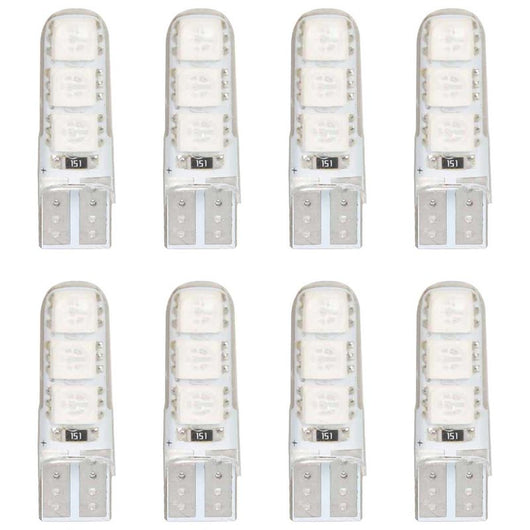 8 Pezzi Lampada Led T10 W5W  6 SMD 5050 12V 0.8W 60lm Colore Rosso 34mm