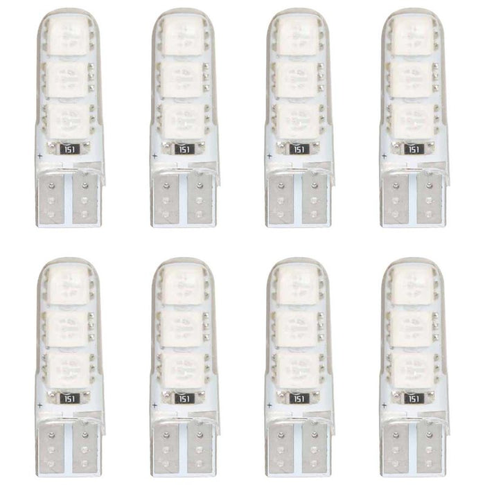 8 Pezzi Lampada Led T10 W5W  6 SMD 5050 12V 0.8W 60lm Colore Rosso 34mm