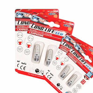 8 Pezzi Lampada Led T10 W5W  6 SMD 5050 12V 0.8W 60lm Colore Rosso 34mm