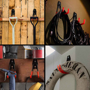 Set J Large - 8 ganci da garage per carichi pesanti, ganci da parete curvi 11x14 cm, doppio braccio antiscivolo
