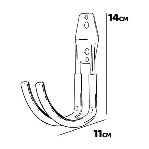 Set J Large - 8 ganci da garage per carichi pesanti, ganci da parete curvi 11x14 cm, doppio braccio antiscivolo