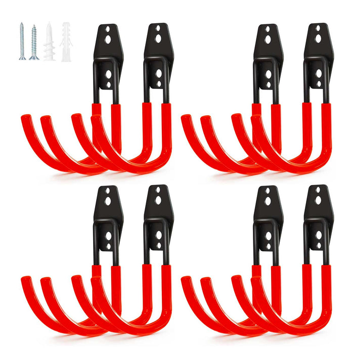 Set J Large - 8 ganci da garage per carichi pesanti, ganci da parete curvi 11x14 cm, doppio braccio antiscivolo