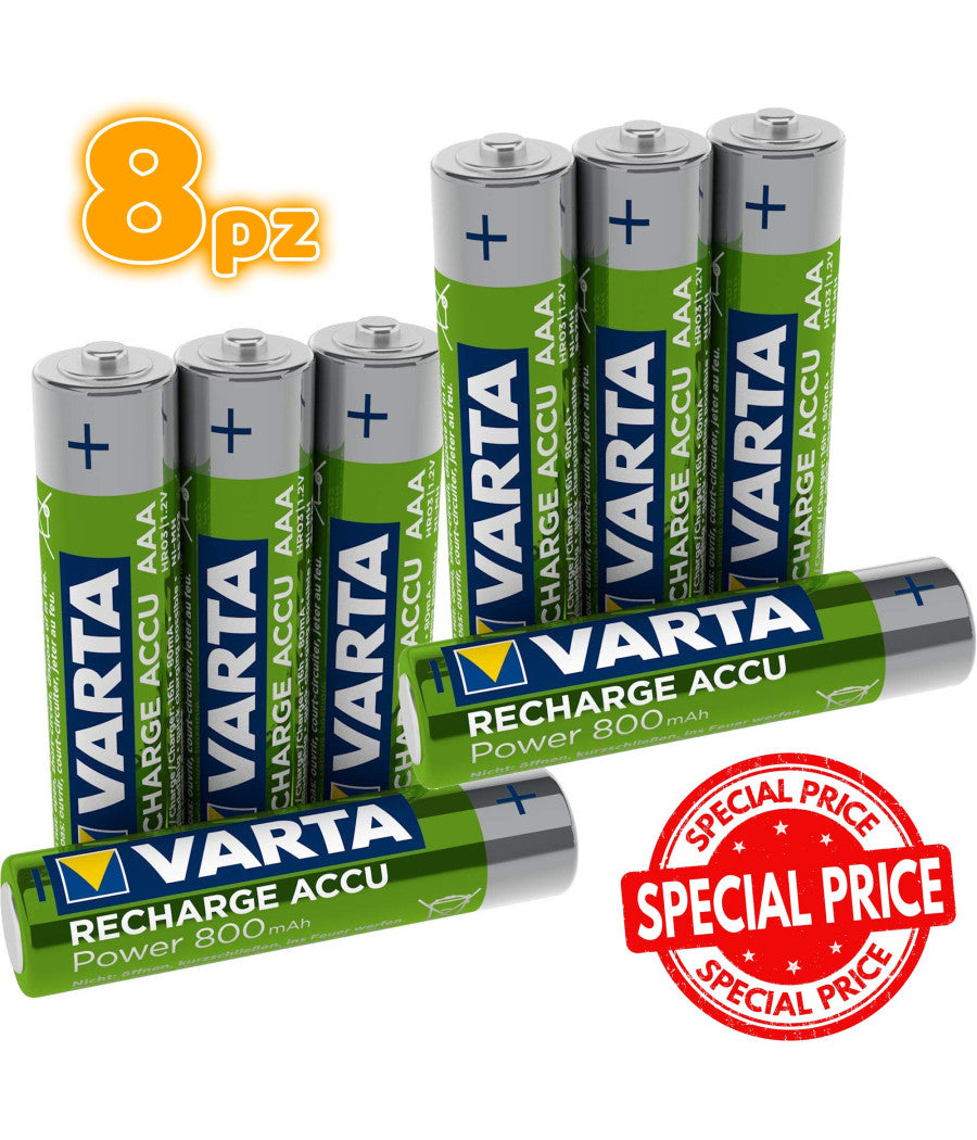 8 Pile Varta Mini Stilo Batterie Ministilo Aaa Ricaricabile Ricaricabili 800mah         