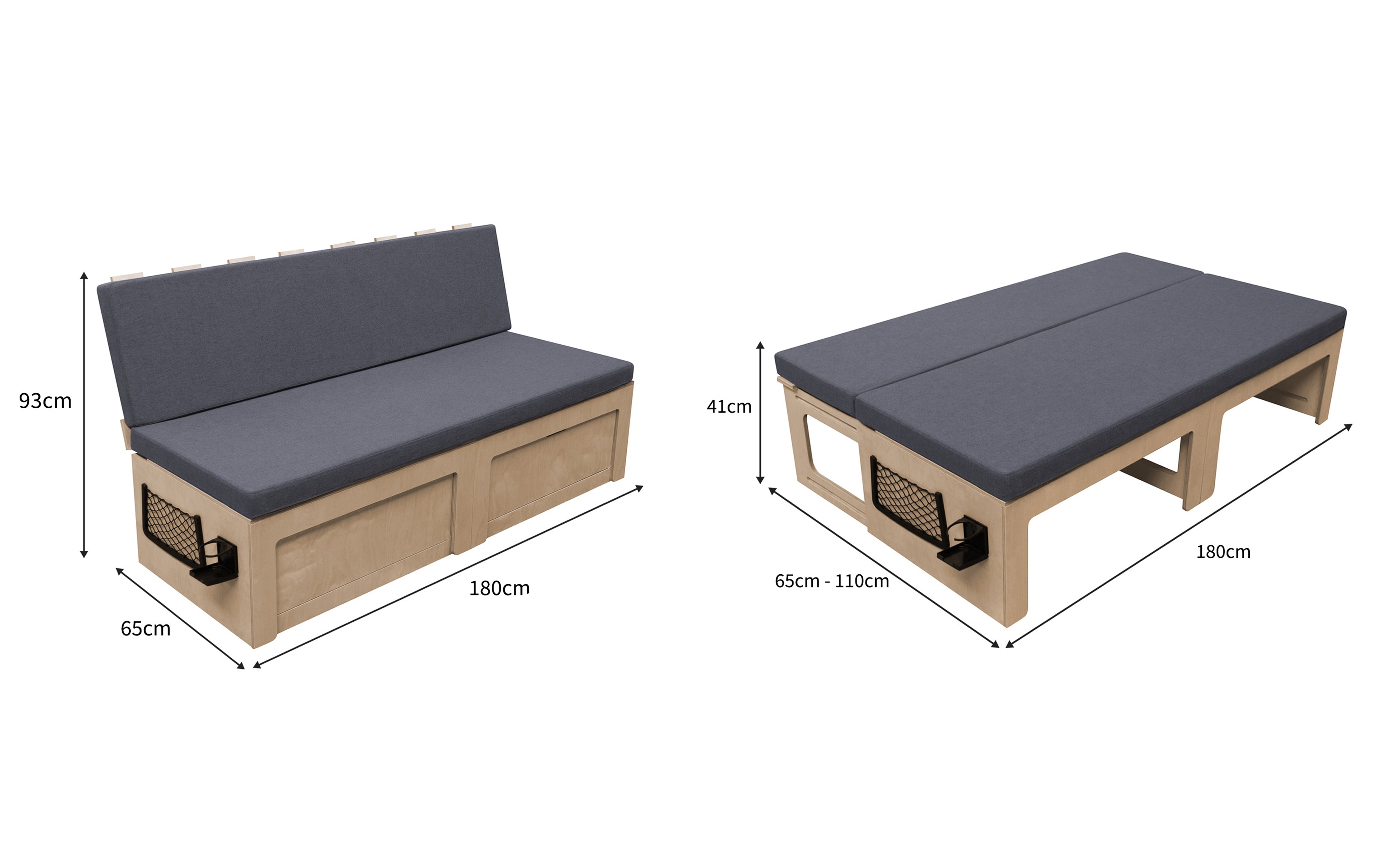 Divano letto pieghevole per camper e cuscini estraibili Panchina con extra spazio