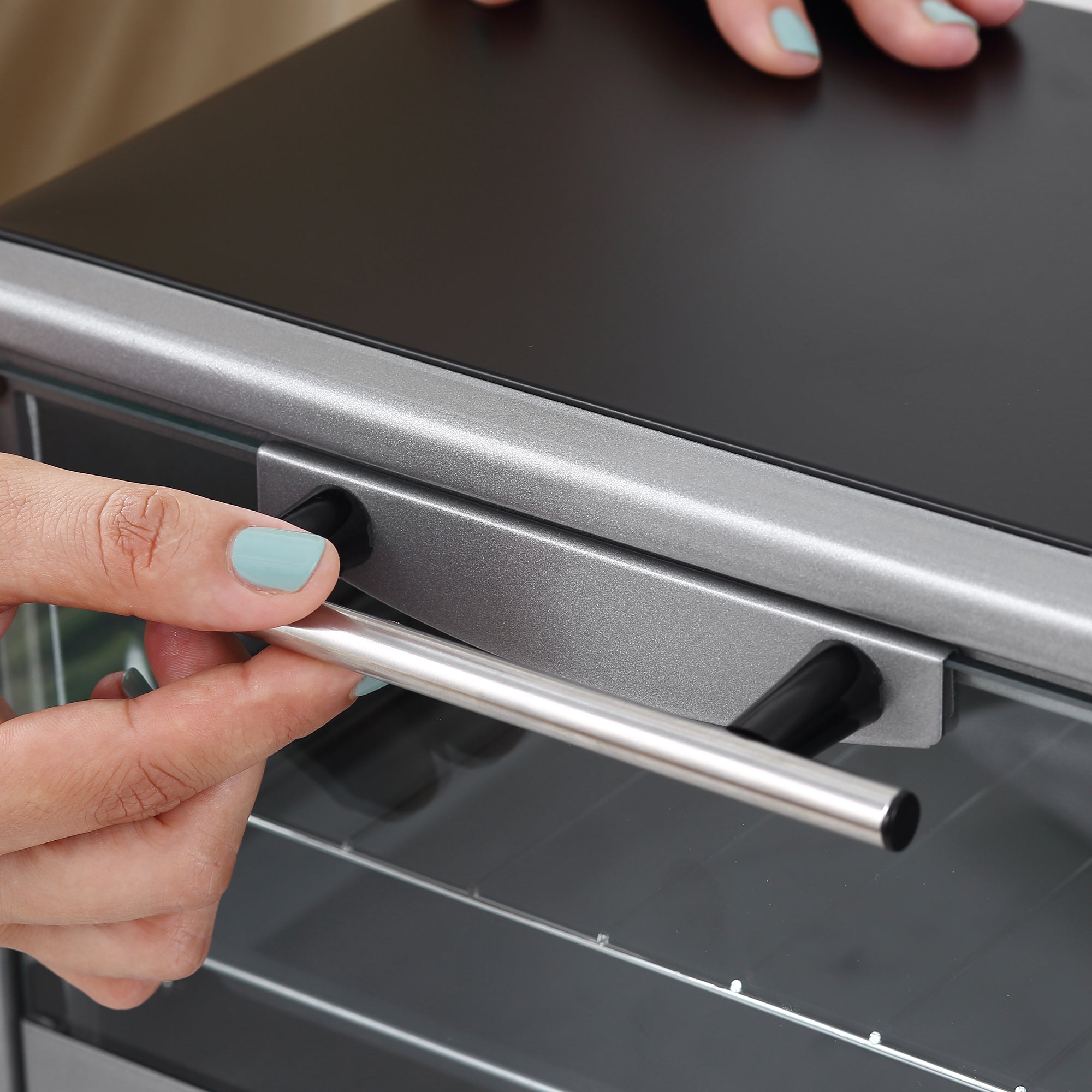 Easycomfort Fornetto Elettrico 10L Temperatura Regolabile e Timer, Griglia e Teglia Incluse, 750W, 36.5x26x22cm, Argento Nero