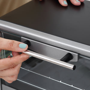 Easycomfort Fornetto Elettrico 10L Temperatura Regolabile e Timer, Griglia e Teglia Incluse, 750W, 36.5x26x22cm, Argento Nero