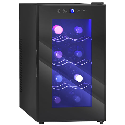 EasyComfort Cantinetta Vino Refrigerata per 8 Bottiglie, Capacità 21L, Display Touch e Ripiani Regolabili, Nero