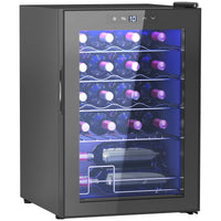 EasyComfort Cantinetta Vino Refrigerata per 20 Bottiglie, Capacità 53L, Porta in Vetro Anti-UV e Ripiani Regolabili, Nero