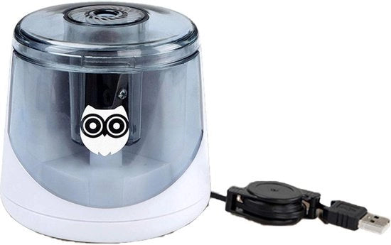 Sharpensore Automatico Ricaricabile - Batteria o Alimentato da USB - per Bambini, Artisti e Studenti - 73x73x65mm - Bianco