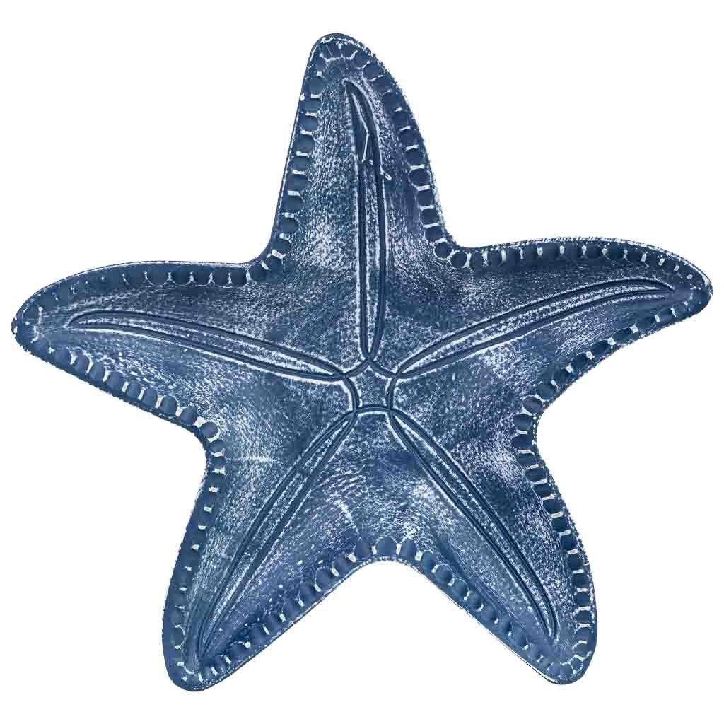 Bandeja de decoración estrella de madera azul 40x39x5h cm