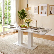 Tavolo da pranzo estensibile - Zephmum - 140/180x70 cm - Bianco - Per 6-8 persone, piano spesso