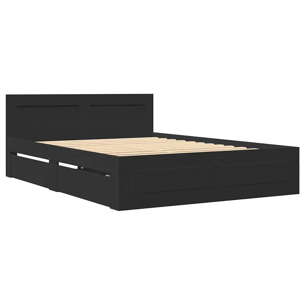 Giroletto con Testiera senza Materasso-Struttura Letto Nero 140x200 cm 217865