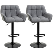 Sgabelli da bar 2 pezzi design retr¨° ¨C Minimal ¨C regolabile in altezza similpelle effetto lino grigio e nero