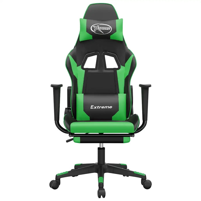 Sedia da Gaming Massaggio Poggiapiedi Nero e Verde Similpelle 345460