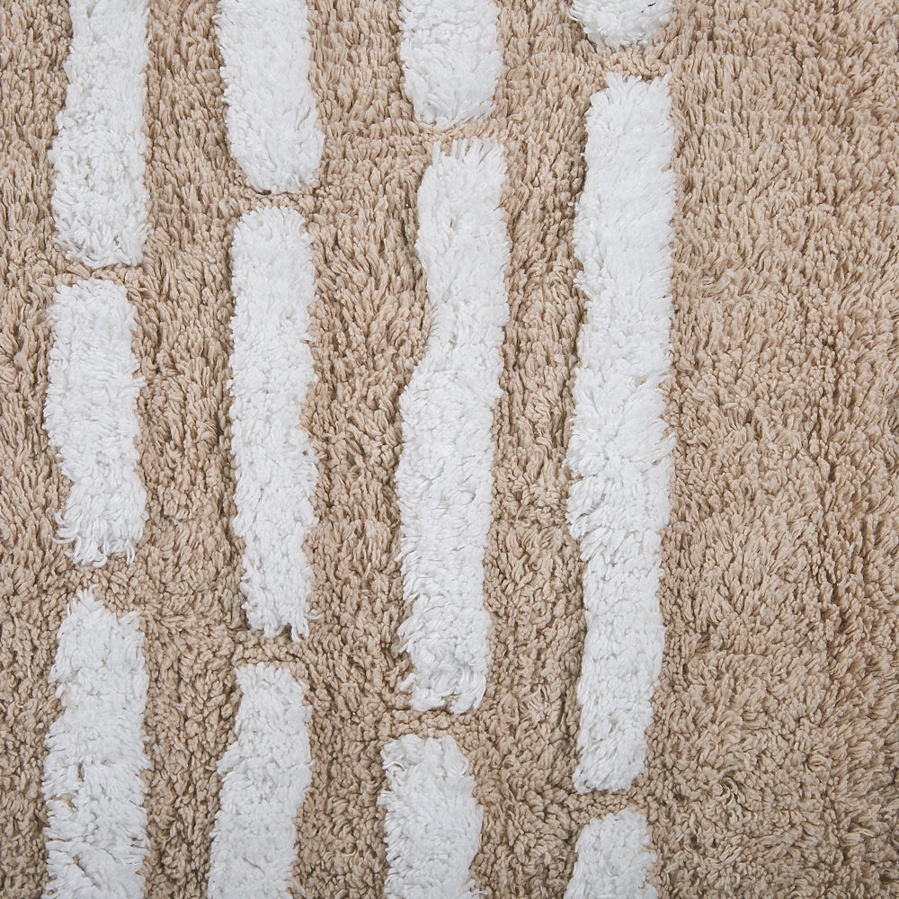 Tappeto Shaggy in cotone beige 120 x 180 cm intrecciato a mano pelo lungo Boho Camera da letto