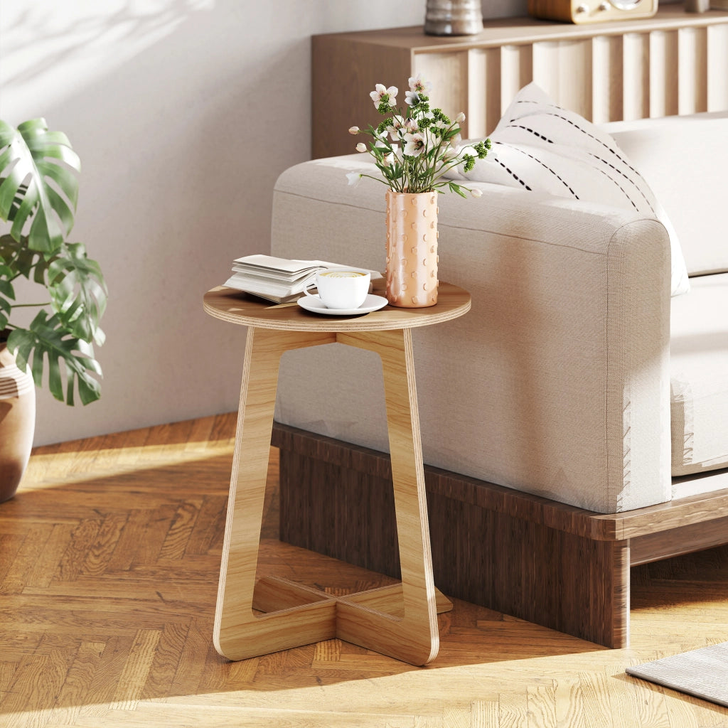 Tavolino da caff¨¨ rotondo in legno naturale ¨C zephmum ¨C 45x45x45