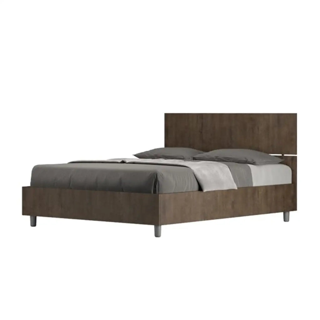 Letto matrimoniale francese contenitore 140x200 testata dritta noce Demas