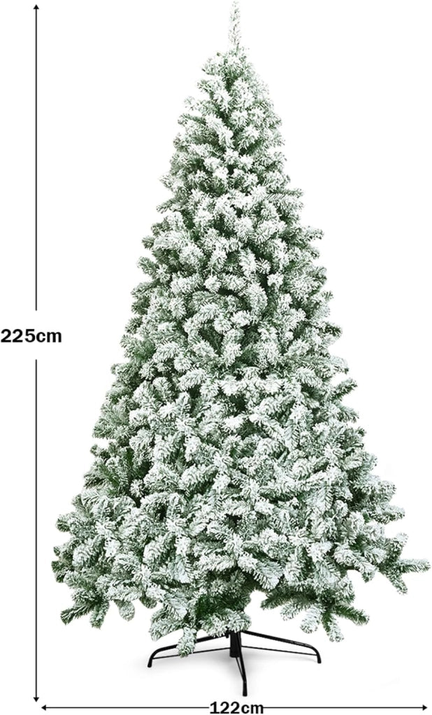 Albero di Natale Innevato da 135/180/225 cm, Albero di Natale con 400/928/1364 Rami Folti e Base di Metallo, Decorazione Natalizia per Casa, Ufficio e Negozio (225 cm)