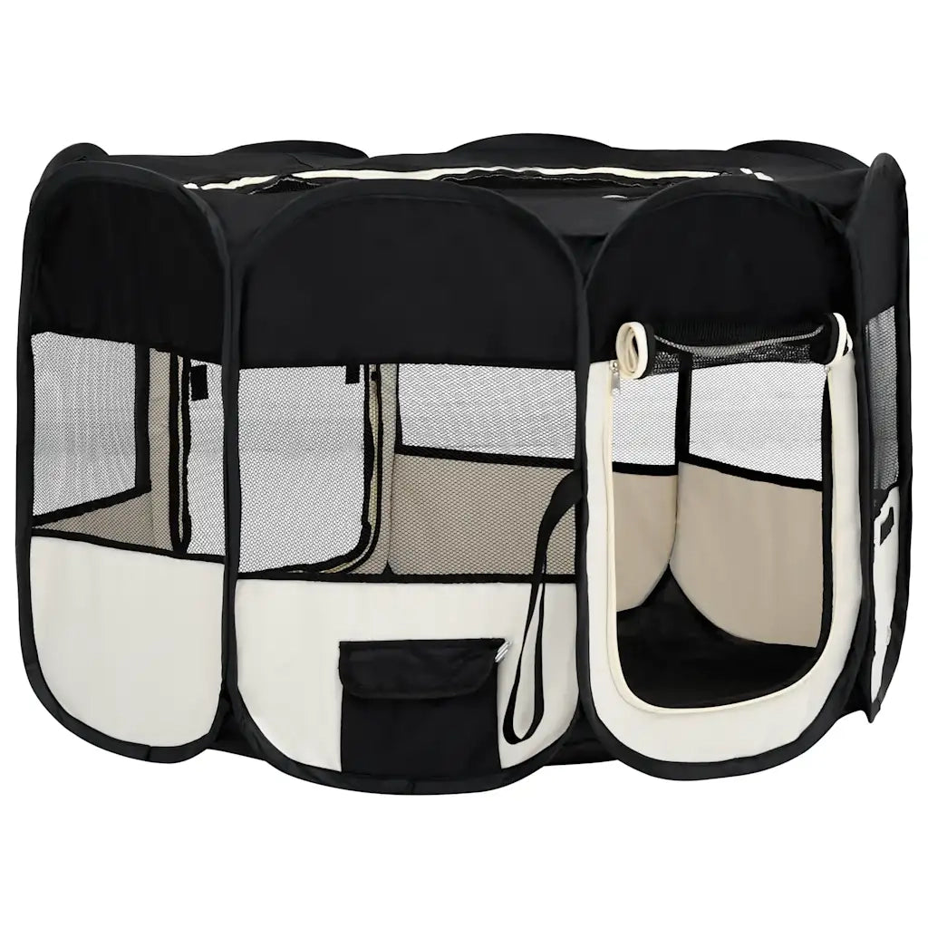 Box per Cani Pieghevole con Borsa Trasporto Nero 125x125x61 cm 171007