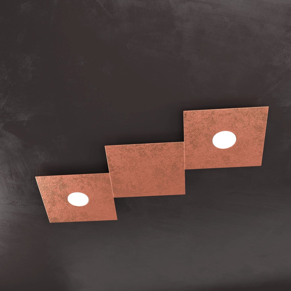 ECCENTRIC APPLIQUE-PLAFONIERA 2 LUCI + 1 DECORATIVO FOGLIA RAME 1156-2L1D-FR