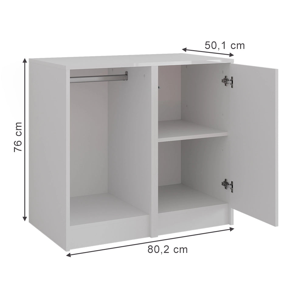 Vicco Credenza Bianco/bianco lucido 80.2 x 76 cm 2 parti