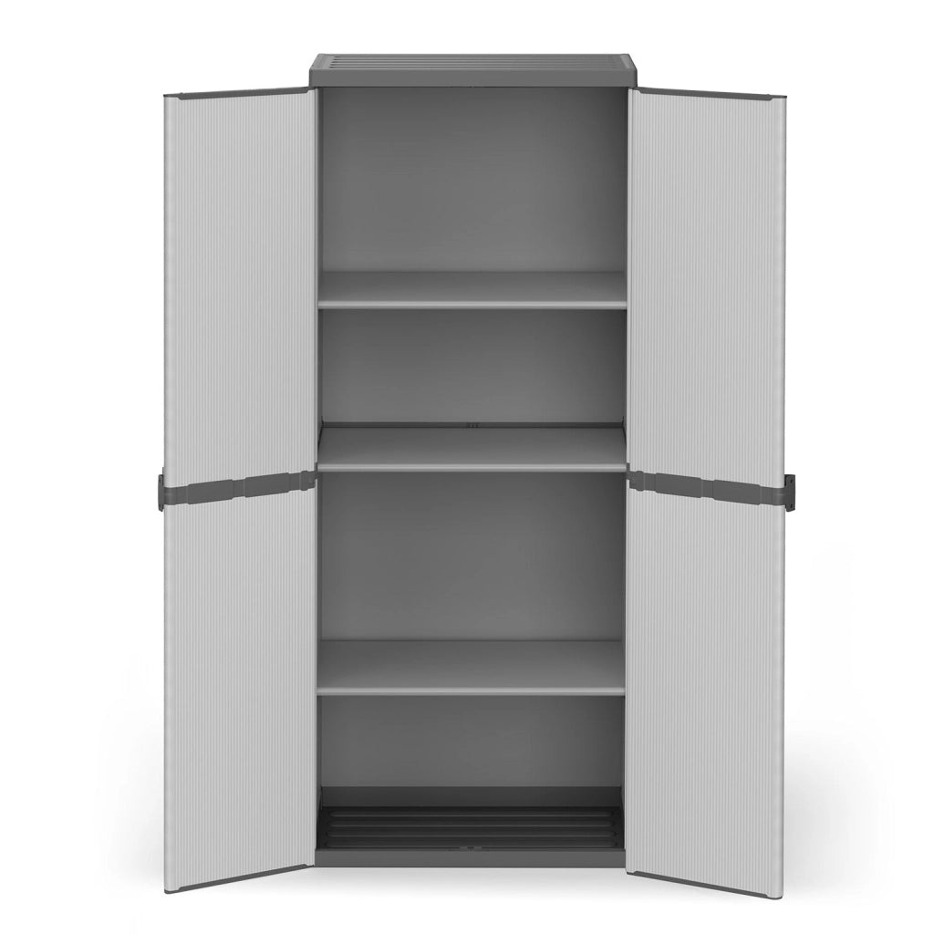 Armadio da Esterno 68x40x165 cm 2 Ante 4 Ripiani in Resina Grigio