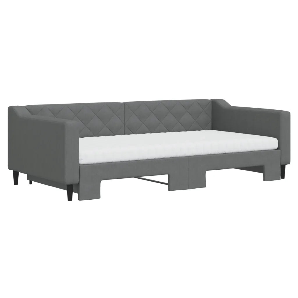 vidaXL Divano Letto Estraibile Materassi Grigio Scuro 100x200 Tessuto