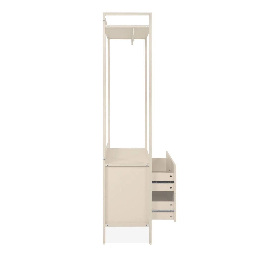 Mobile Ingresso Dhaka41A con Appendiabiti, Ripiano Superiore e 2 Cassetti Beige