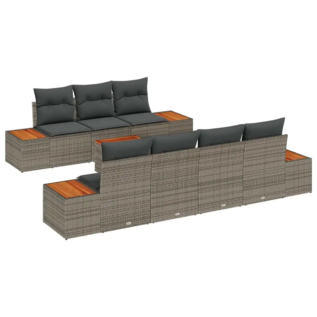Set Divano da Giardino con cuscino 8 pcs Grigio Poly Rattan 3348040