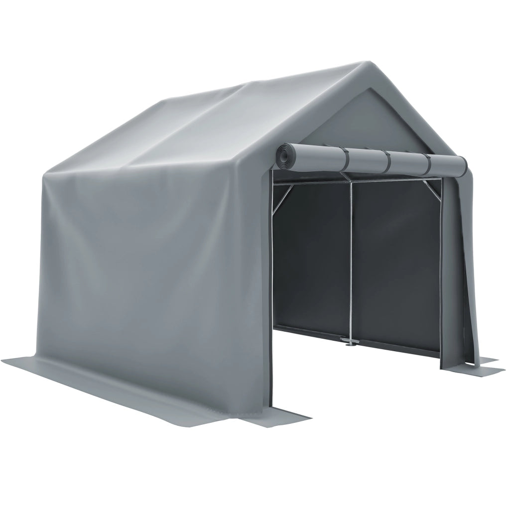 Tenda Garage da Giardino 244x241x217 cm Grigio Scuro con Telo PE 170 g/m² e Telaio in Acciaio Zincato