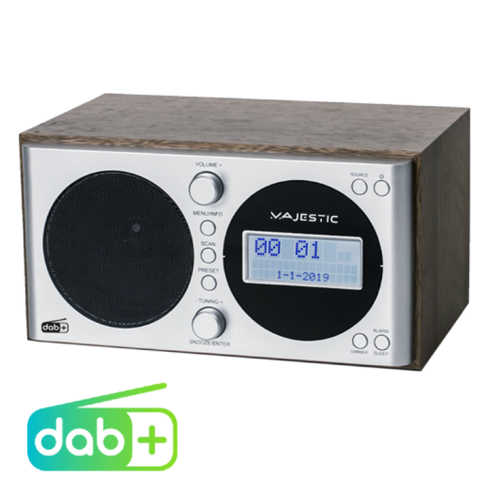 New majestic wr-162 dab radio digitale argento, legno - 109162