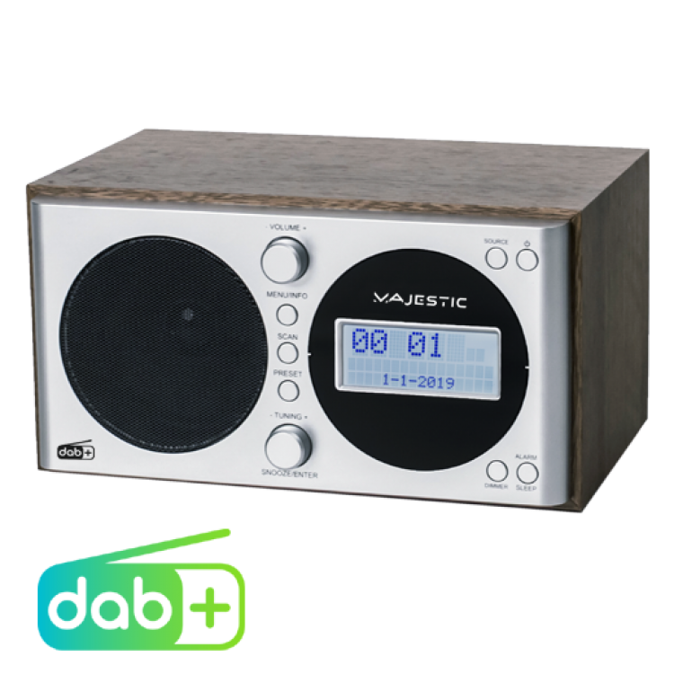 New majestic wr-162 dab radio digitale argento, legno - 109162