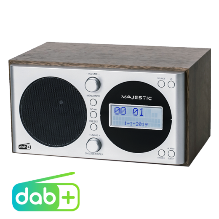 New majestic wr-162 dab radio digitale argento, legno - 109162