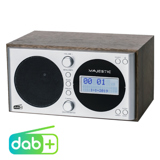 New majestic wr-162 dab radio digitale argento, legno - 109162