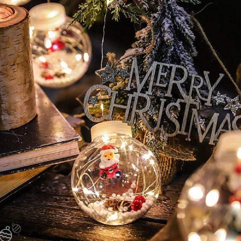 Trade Shop - Luci Di Natale 10 Sfere Babbo Natale Tenda Natalizia Luminosa Luce Bianca Fredda -