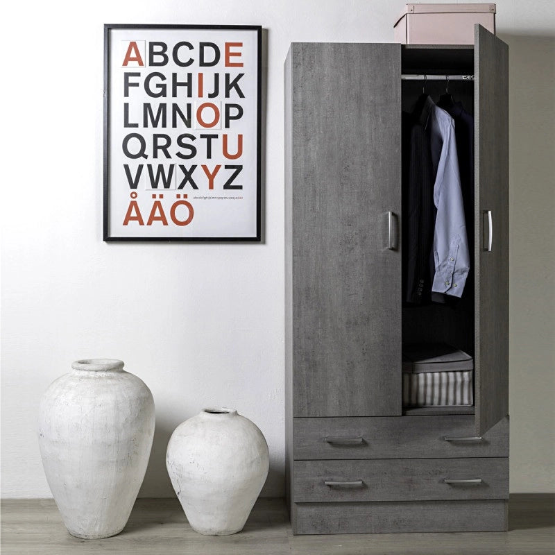ARMADIO ESPRESSO 2 ANTE 82X47XH184CM CEMENTO.