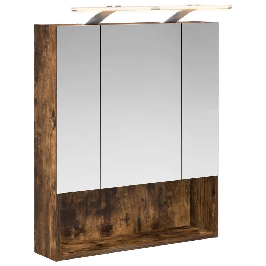 Mobiletto per specchio da bagno Rovere fumé 60 x 14.5 x 70 cm