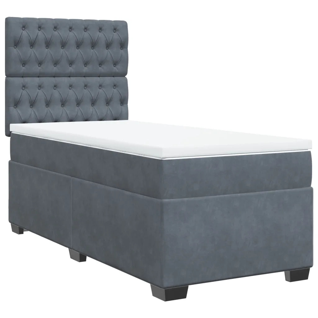 Giroletto a Molle con Materasso Grigio Scuro 100x200 cm Velluto