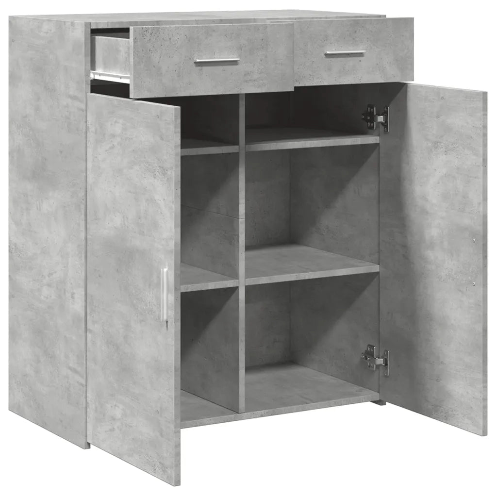Credenza | Madia | Buffet da pranzo | Armadio da pranzo Grigio Cemento 80x42,5x93 cm in Legno Multistrato