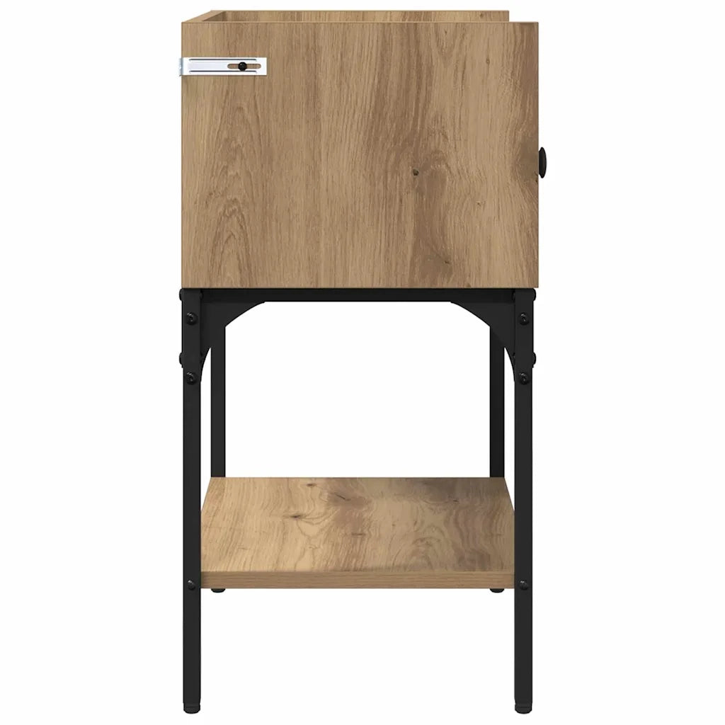 Comodino-Tavolino da notte Rovere artigianale 40 x 29 x 60 cm Legno multistrato