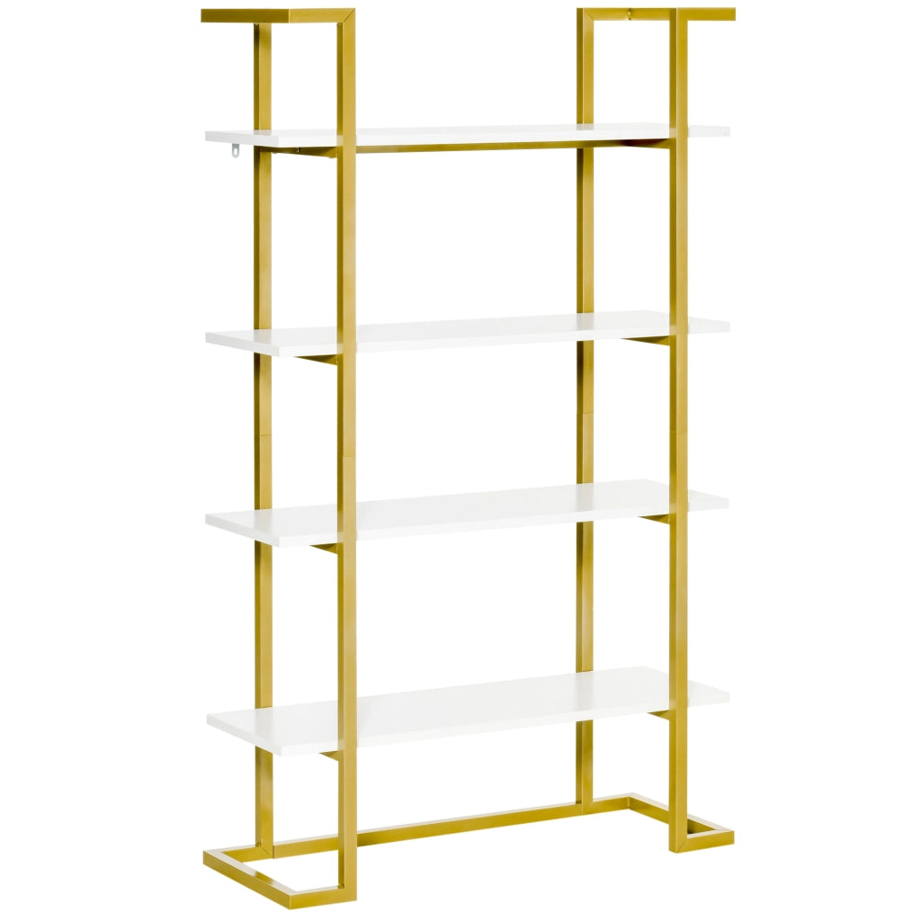 Easycomfort Mobile Libreria a 4 Livelli Rialzato e Multiuso, in MDF e Acciaio, 92x35x152cm